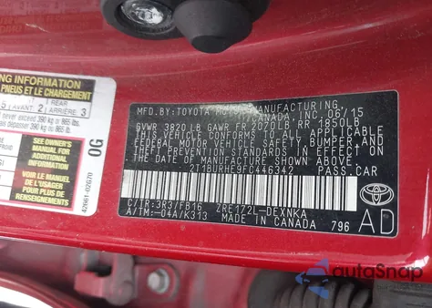 2015 Toyota Corolla Le из США, поврежденный, VIN 2T1BURHE9FC446342